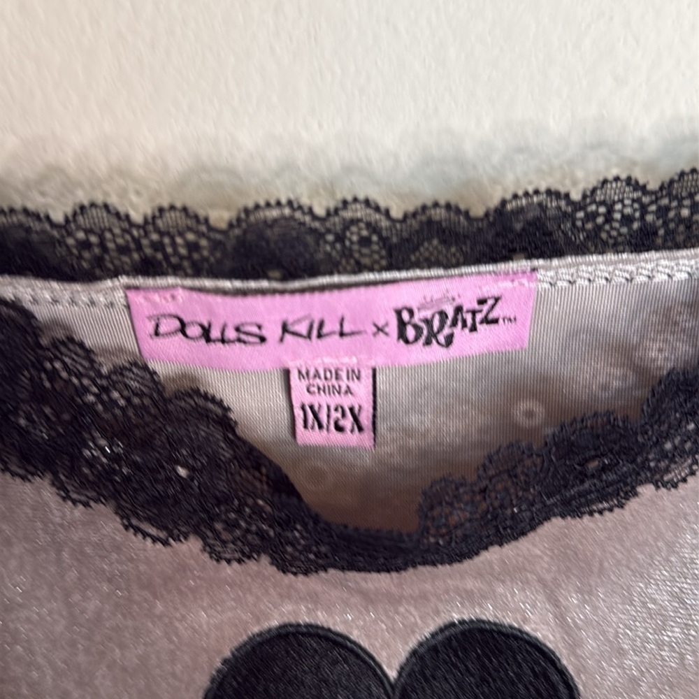 Dolls Kill x Bratz You Wish Silver Velvet Dress Mini Dress Size 1X/2X - Picture 4 of 7